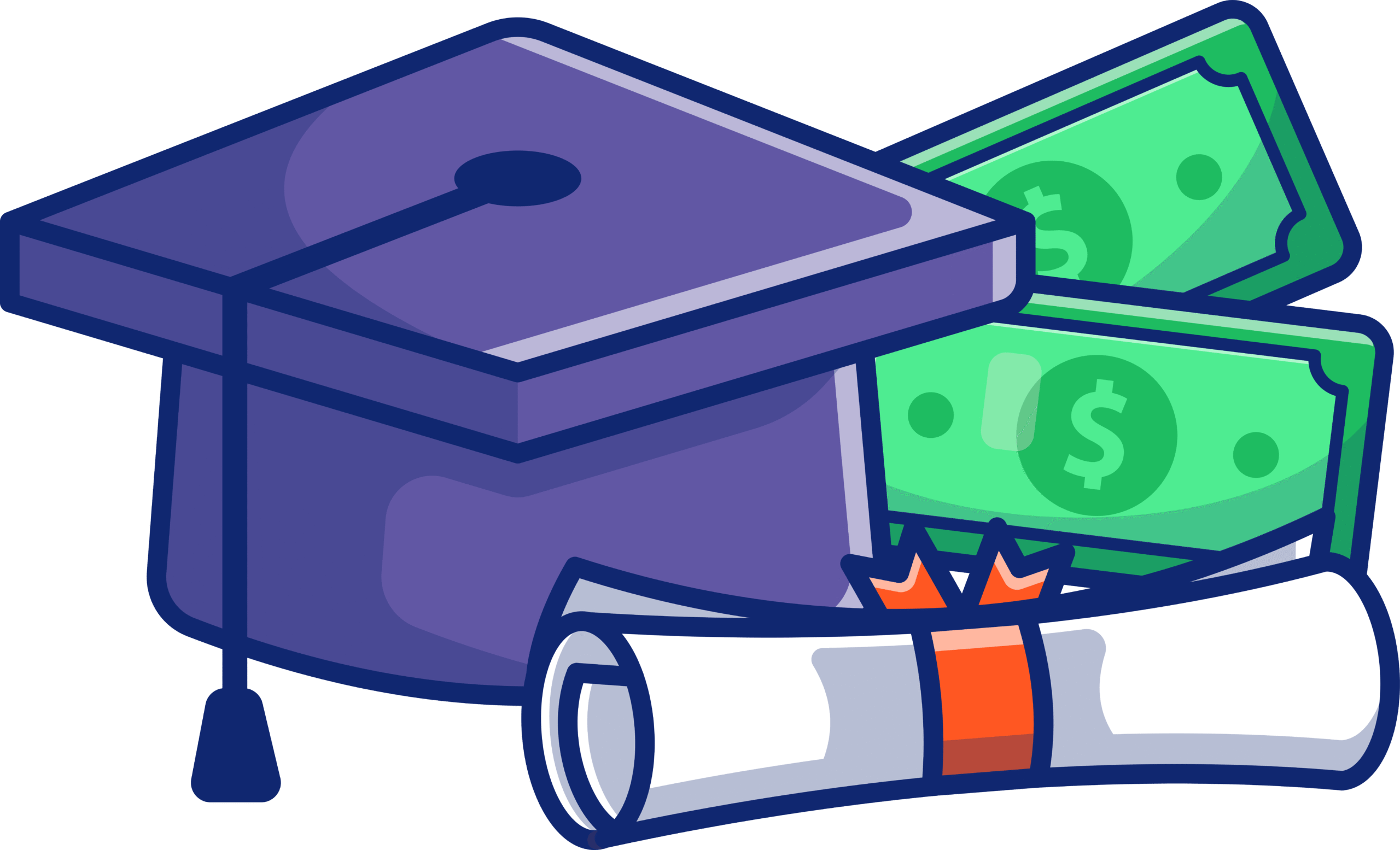 graduation cap icon with money